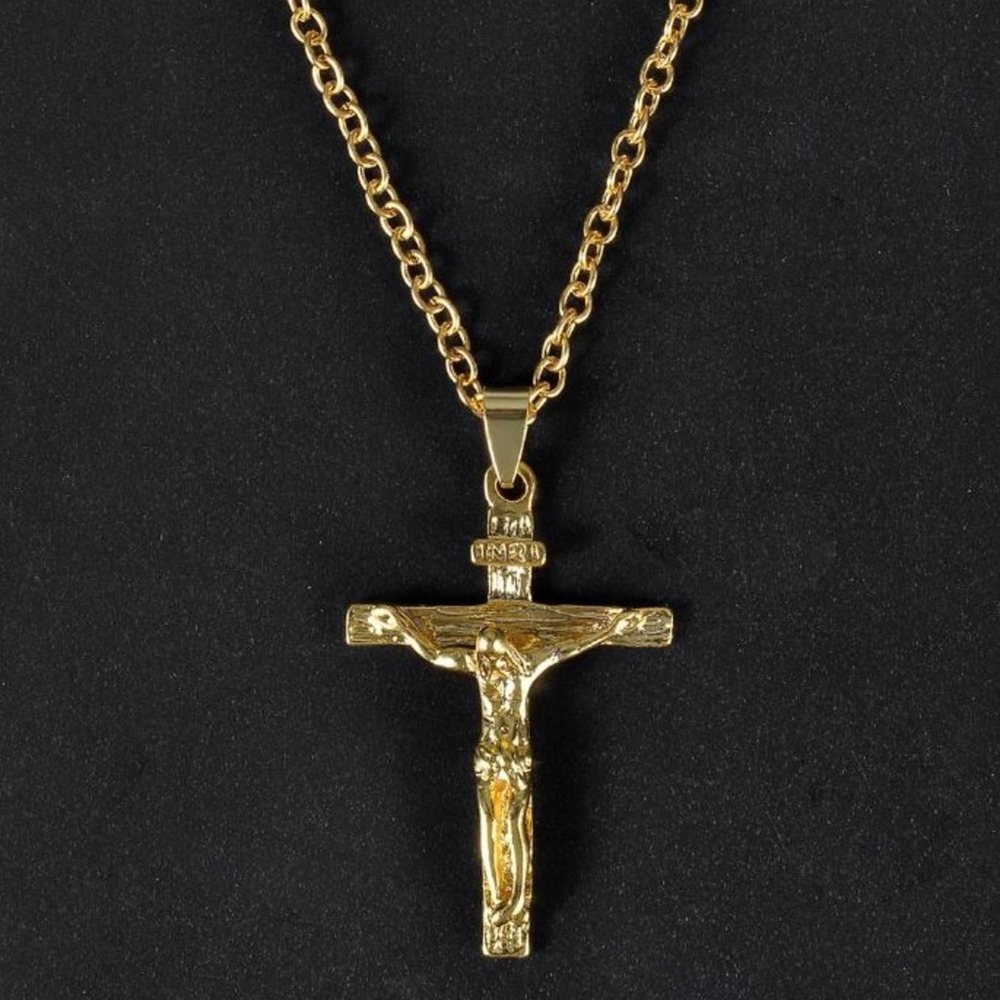 Gold Crucifix Necklace Chain is 23.5 Inches Long